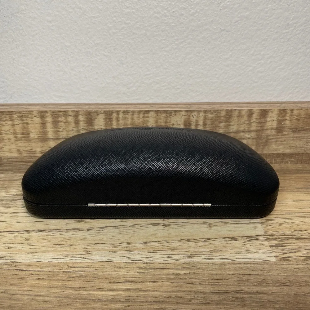Salvatore Ferragamo Black Saffiano Leather Hard Sunglasses Eyeglasses Case Logo